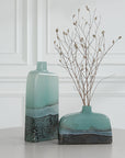 Fuze - Vases (Set of 2) - Aqua & Bronze
