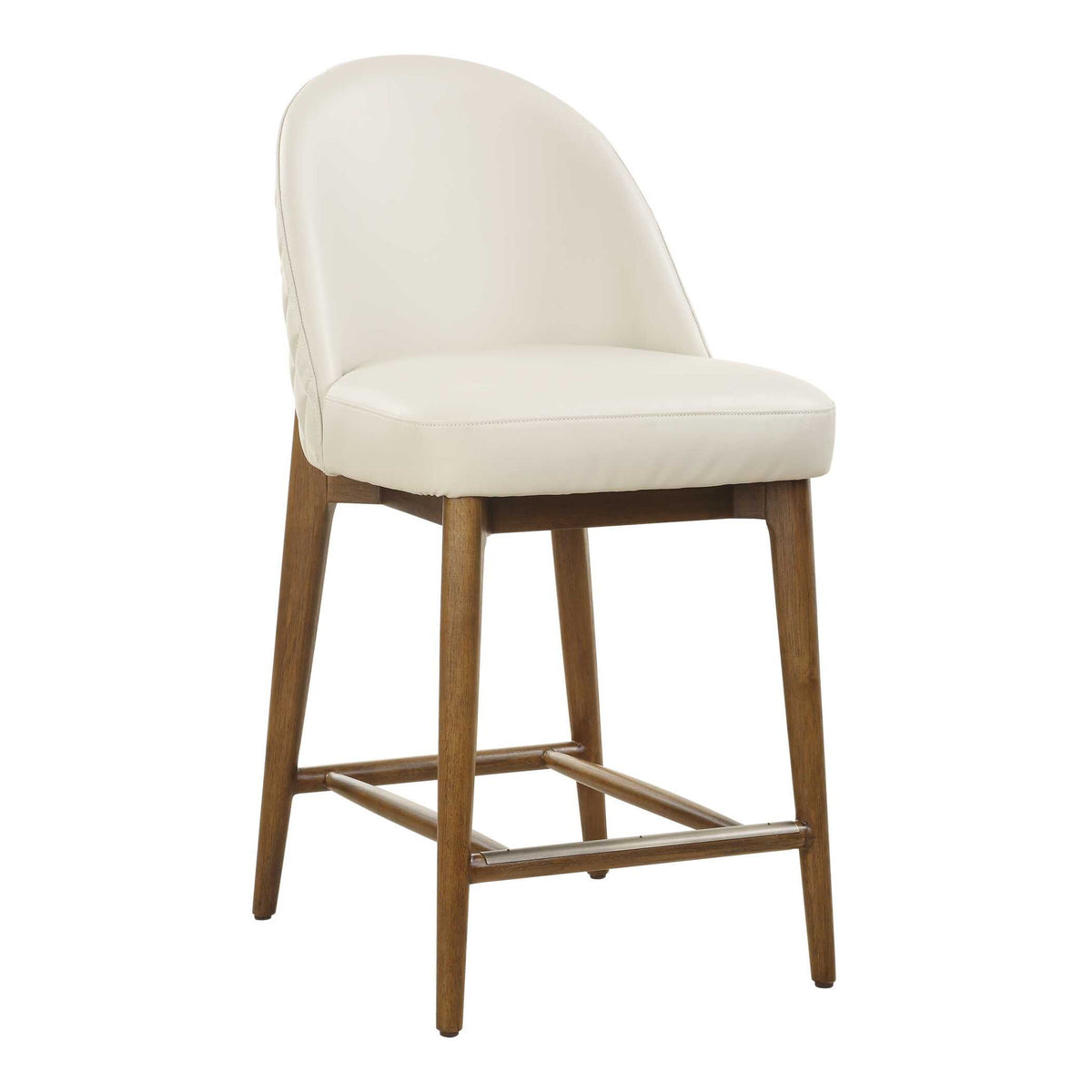 Stitches - Leather Counter Stool - White / Brown