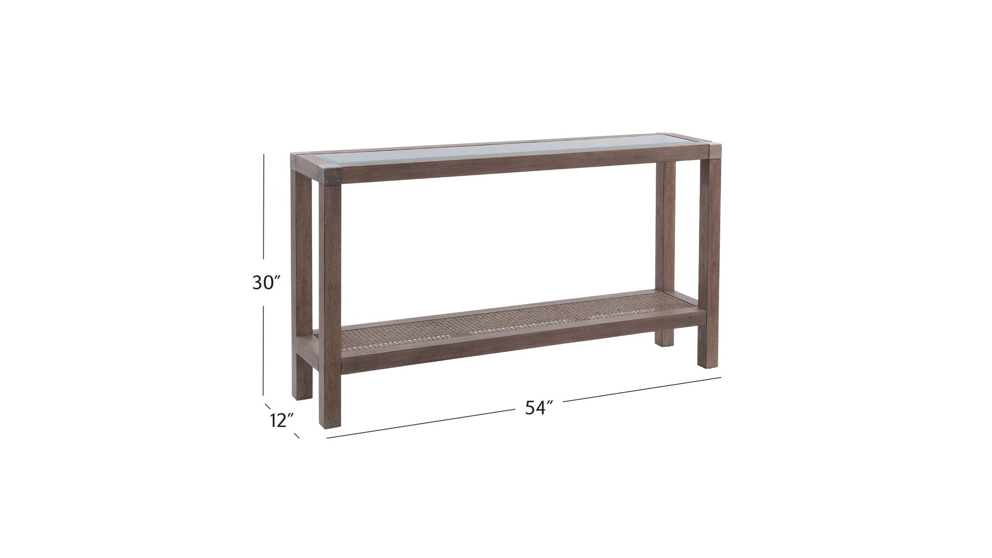 Calum - Console Table - Driftwood Gray / Cane / Brushed Nickel