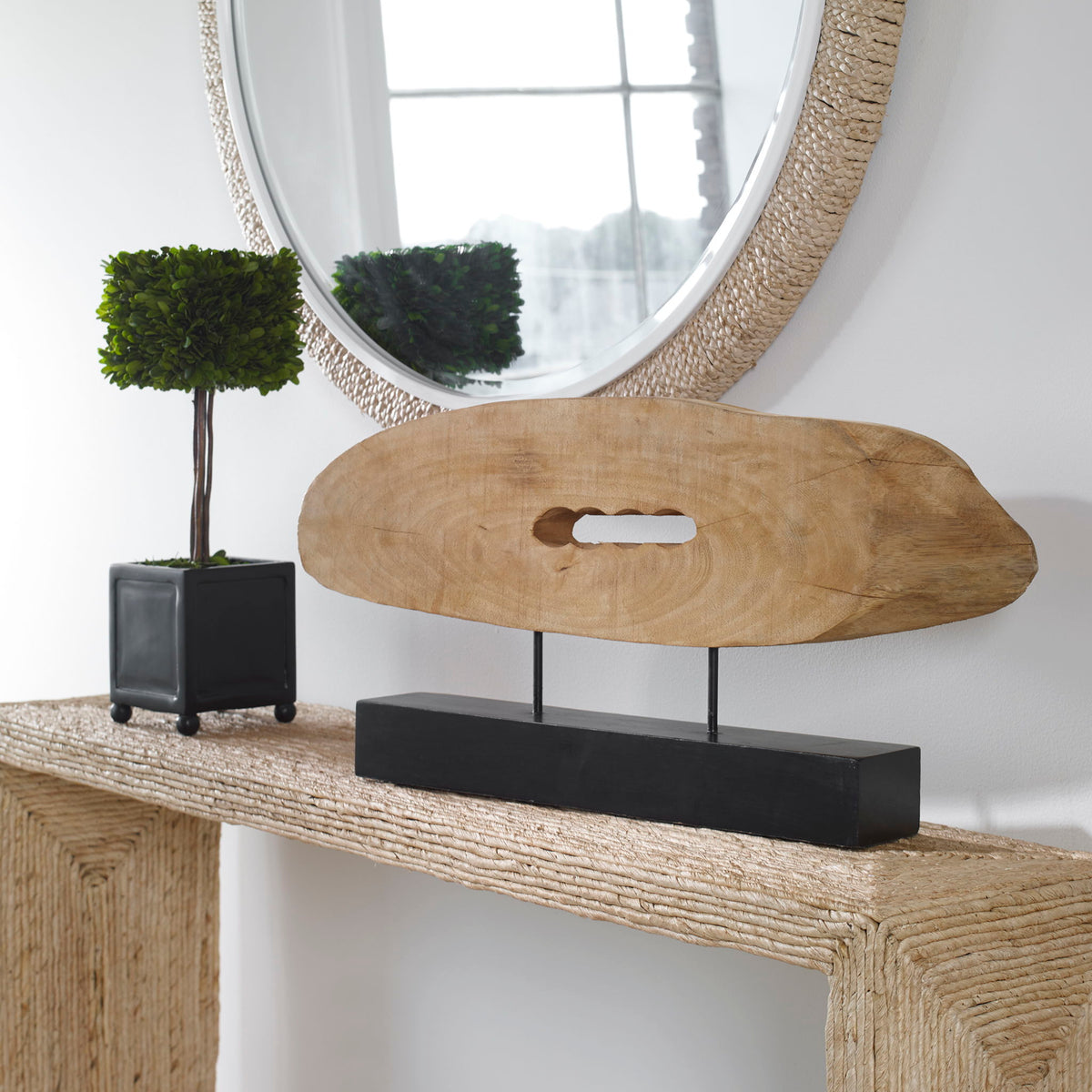 Paol - Mango Wood Sculpture - Light Brown &amp; Black