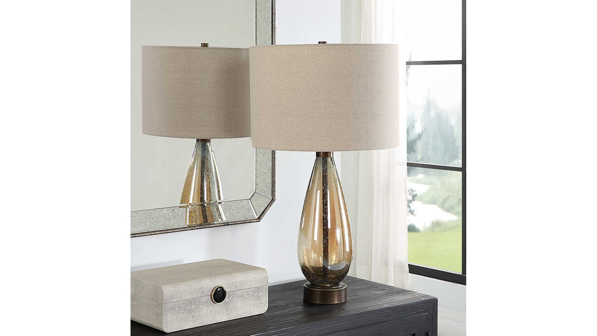 Baltic - Teardrop Glass Table Lamp - Dark Brown