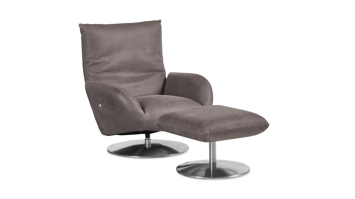 Ranlo Leather Swivel Recline Accent Chair