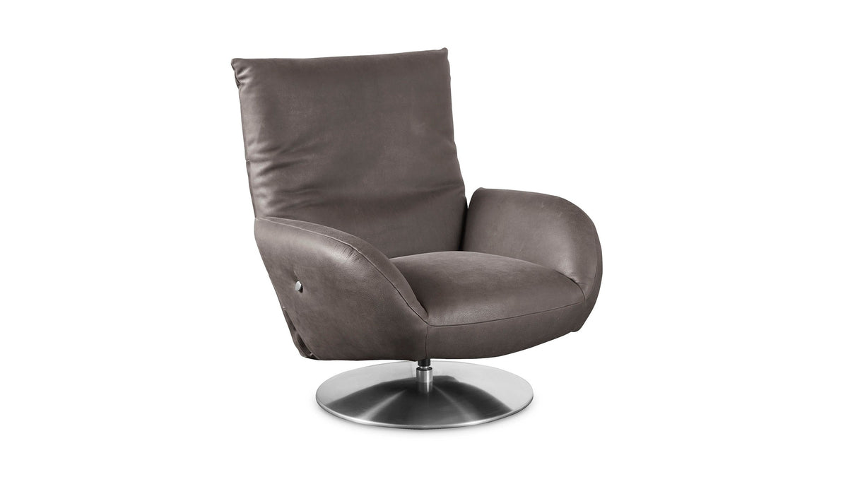 Ranlo Leather Swivel Recline Accent Chair