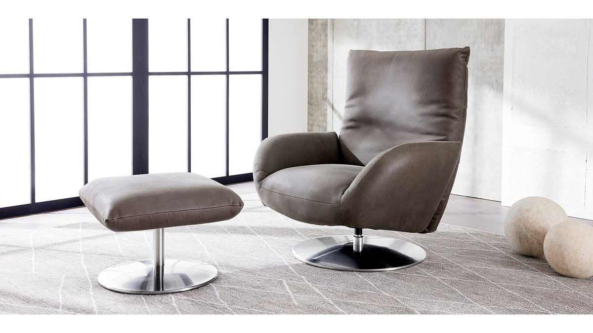 Ranlo Leather Swivel Recline Accent Chair