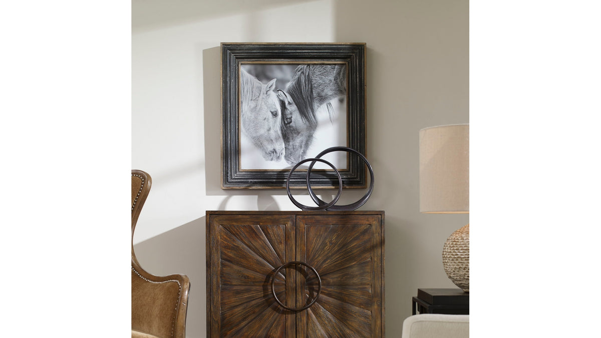 Custom Black And White Horses - Print - Dark Brown