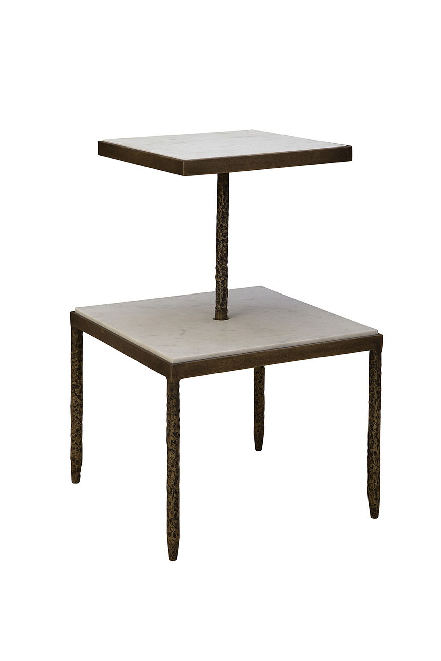 Antony - Side Table - White / Bronze