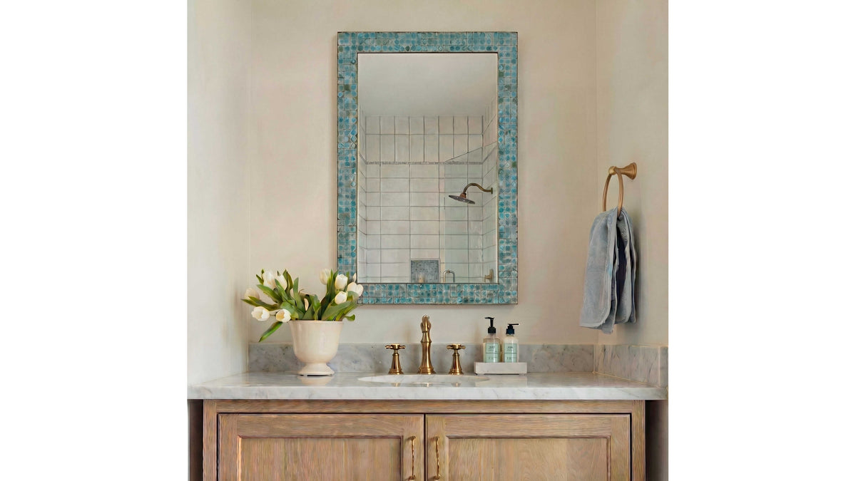 Coralie - Tile Mirror - Blue / Gold / Green