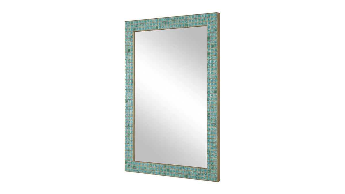 Coralie - Tile Mirror - Blue / Gold / Green