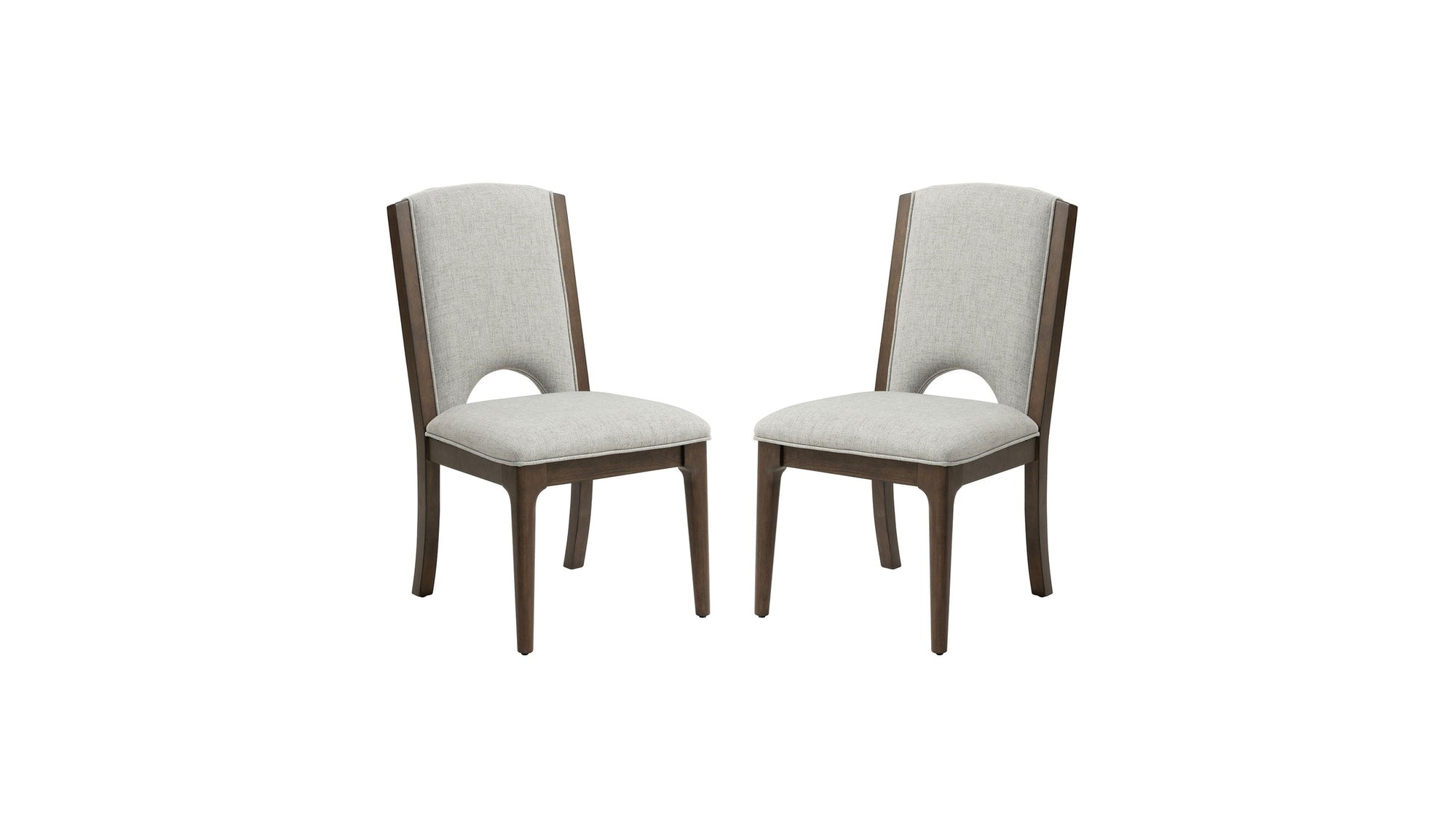Athens - Upholstered Dining Chair Set of 2 - Light Gray / Chocolate Brown