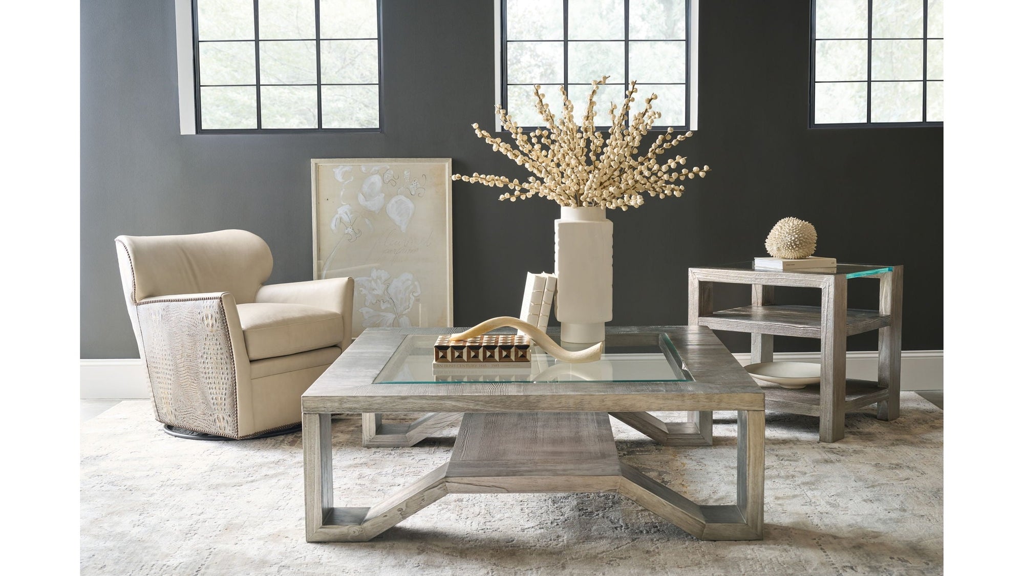 Melange - Saber Cocktail Table - Pearl Silver