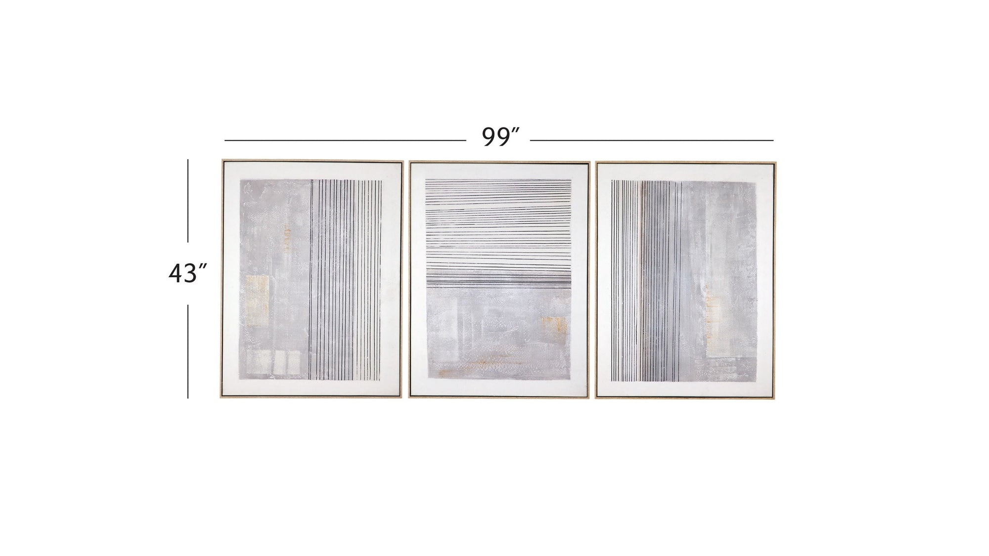 Razi Framed Canvas Set of 3 - Gray