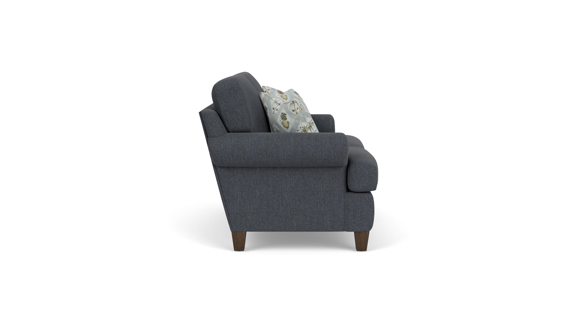 Moxy - Fabric Loveseat, T-Shaped Seat Cushion, Curved Sock Arms