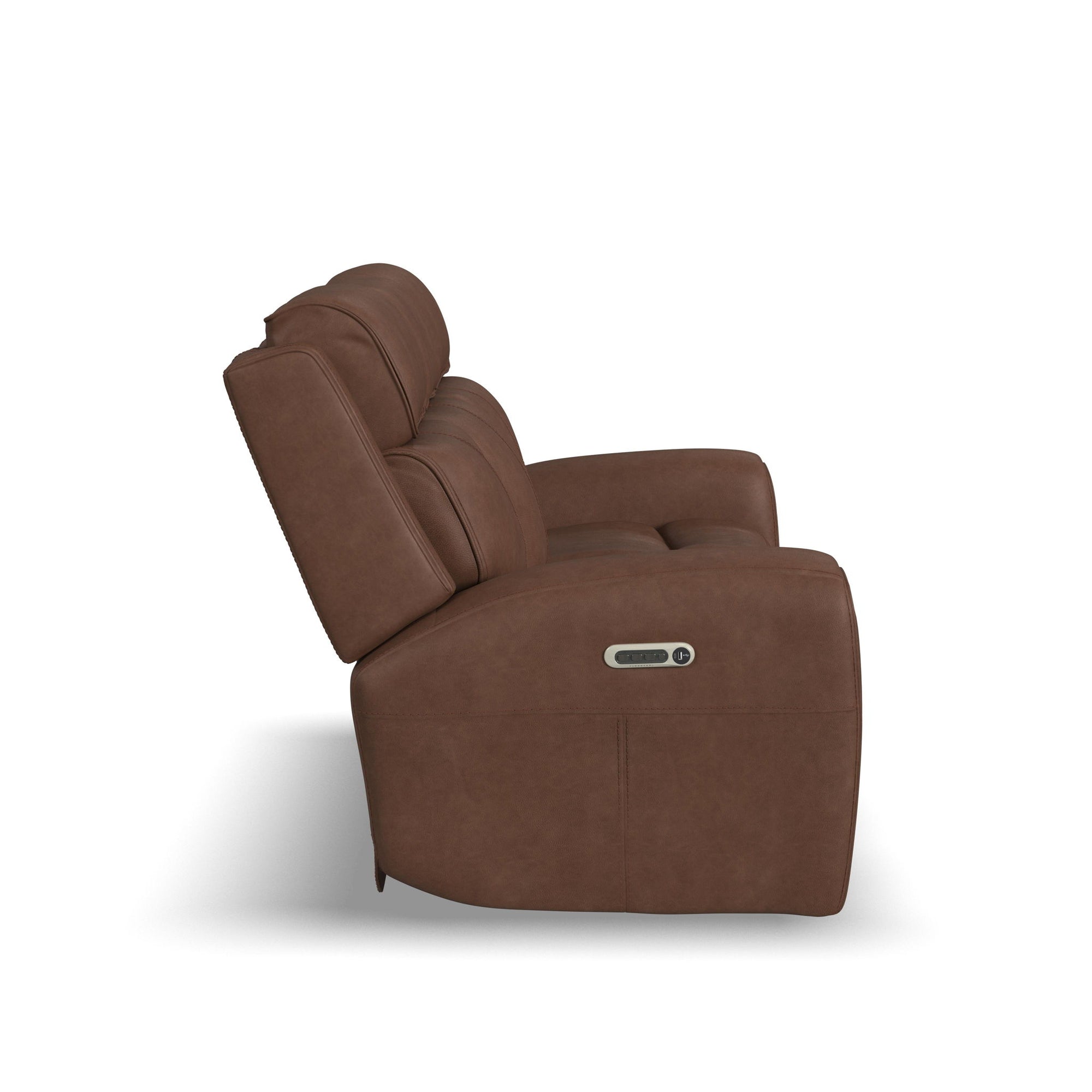 Warren - Power Reclining Sofa With Console, Power Headrest &amp; Lumbar - Dark Brown