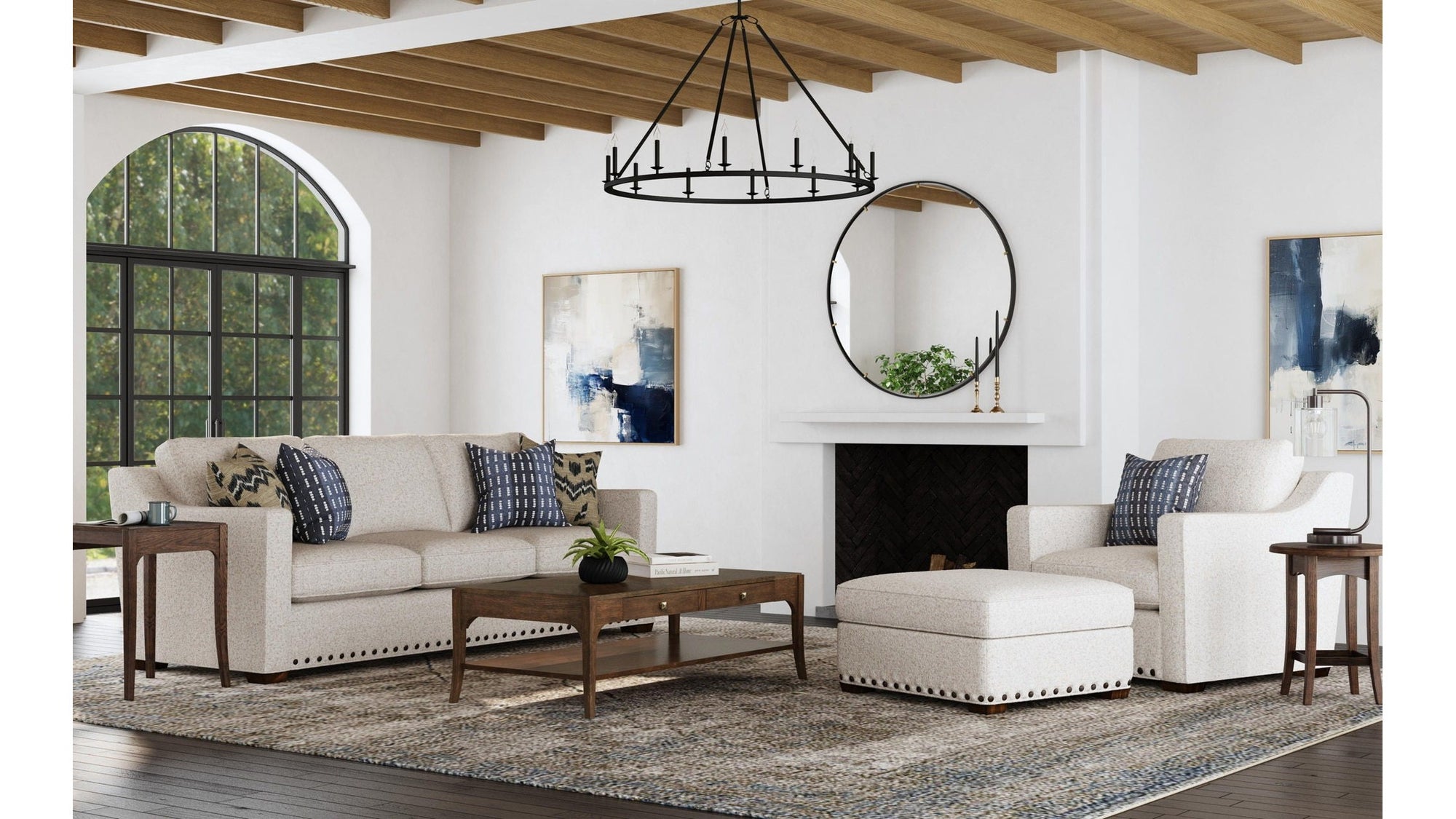 Milo - Fabric Sofa With Nailhead Trim