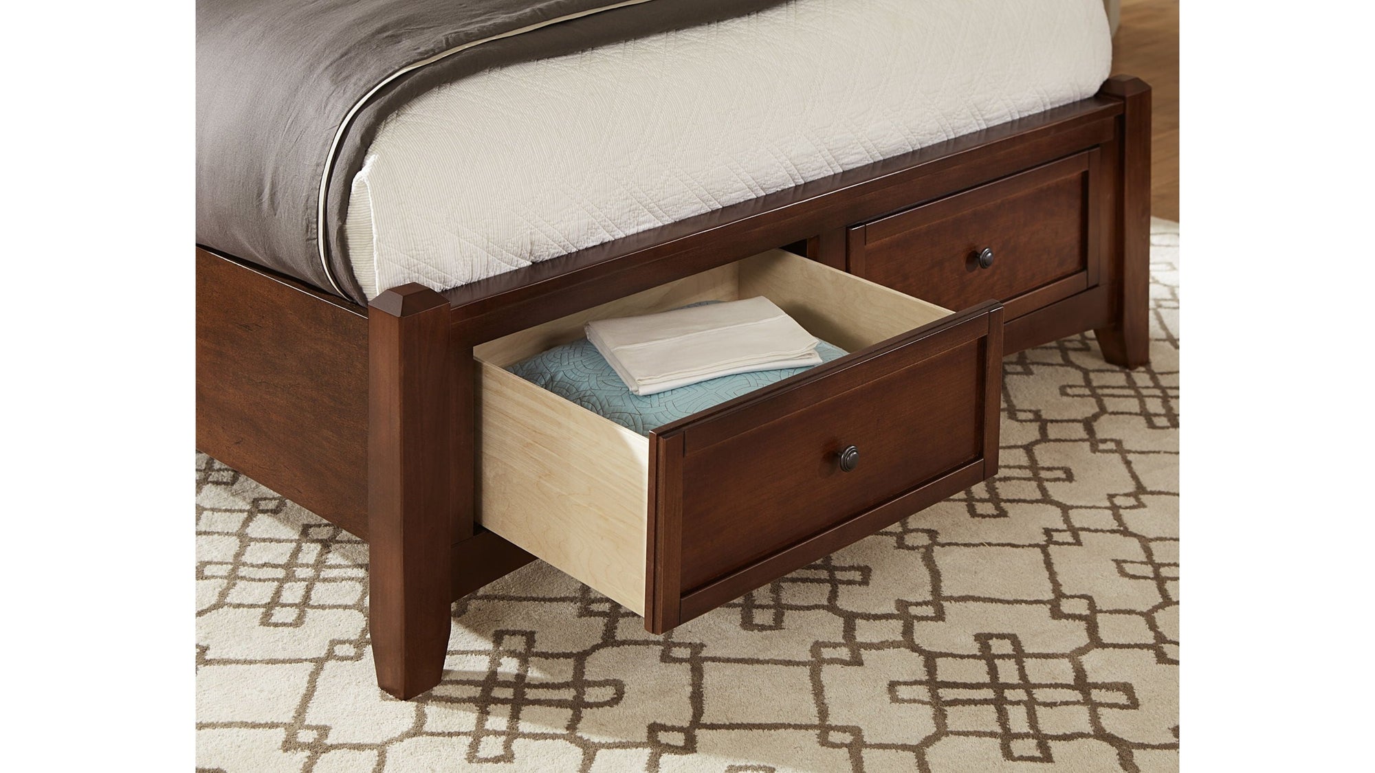 Bonanza - Pebble Gray Upholstered Bed With Storage Footboard