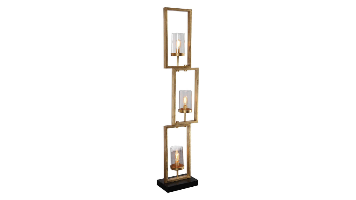 Cielo - Staggered Rectangles Floor Lamp - Gold