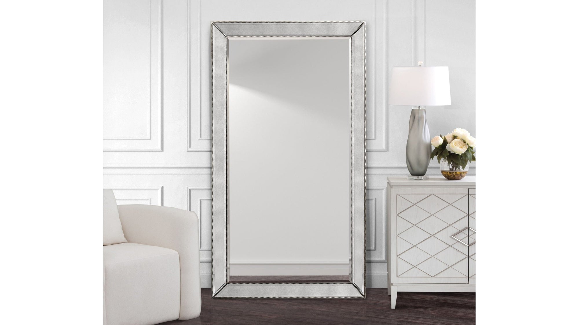 Beaded - Floor Mirror 79" - Silver