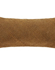 Genuine Leather - Woven Suede & Basket Weave Long Lumbar Pillow - Brown