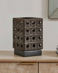 Lattice - Indoor-Outdoor Lantern Candleholder - Brown / Gray
