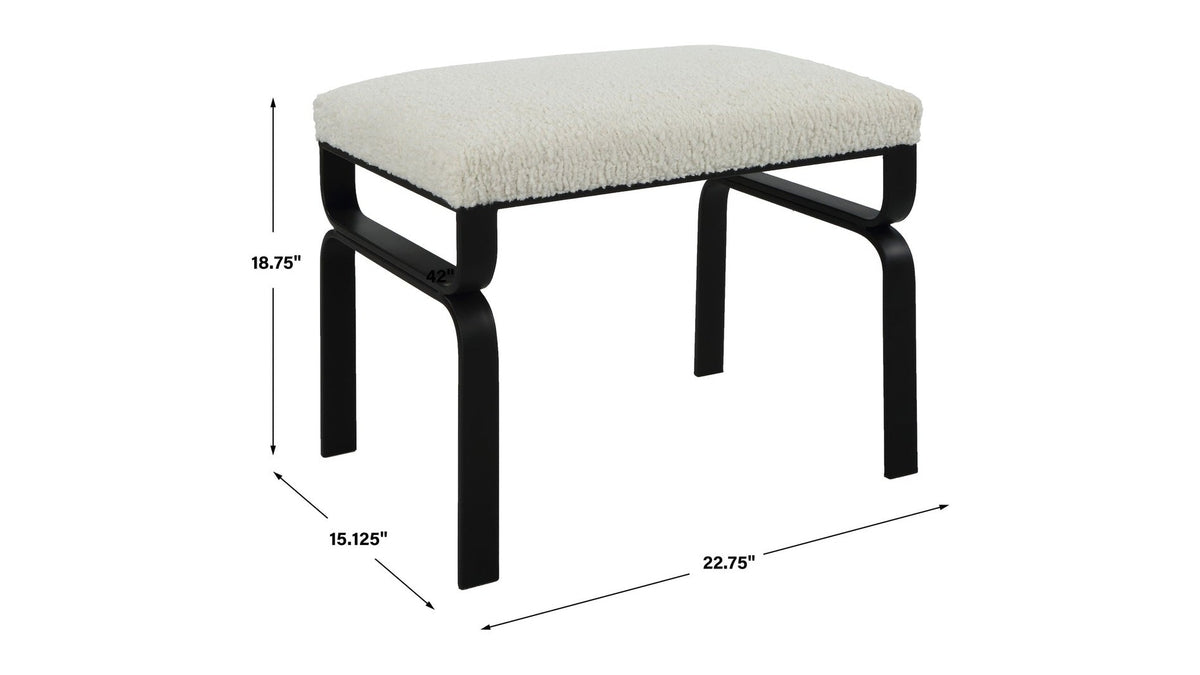 Diverge - White Shearling Small Bench