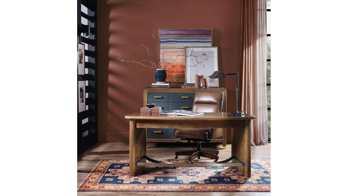 Melange - Geneva Accent Drawer Chest - Blue / Medium Walnut