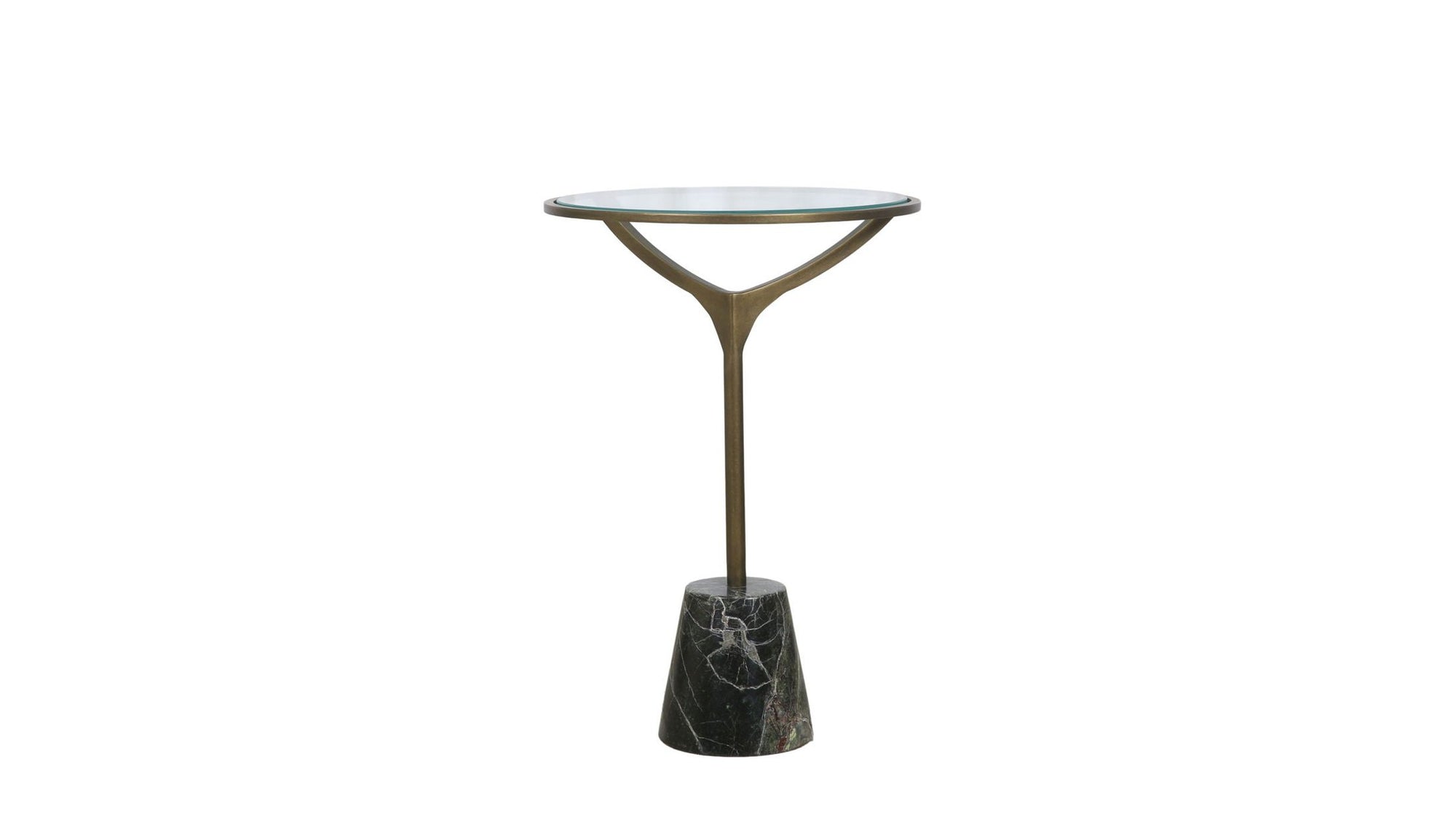 Gianna - Accent Table - Antique Brass / Green Marble