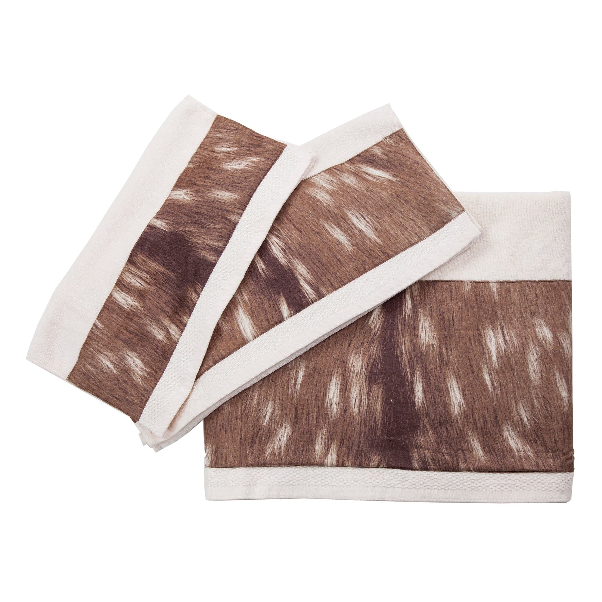 Huntsman - Axis Deer Fur Design Towel Set (Set of 3), 2 Per Carton - Cream