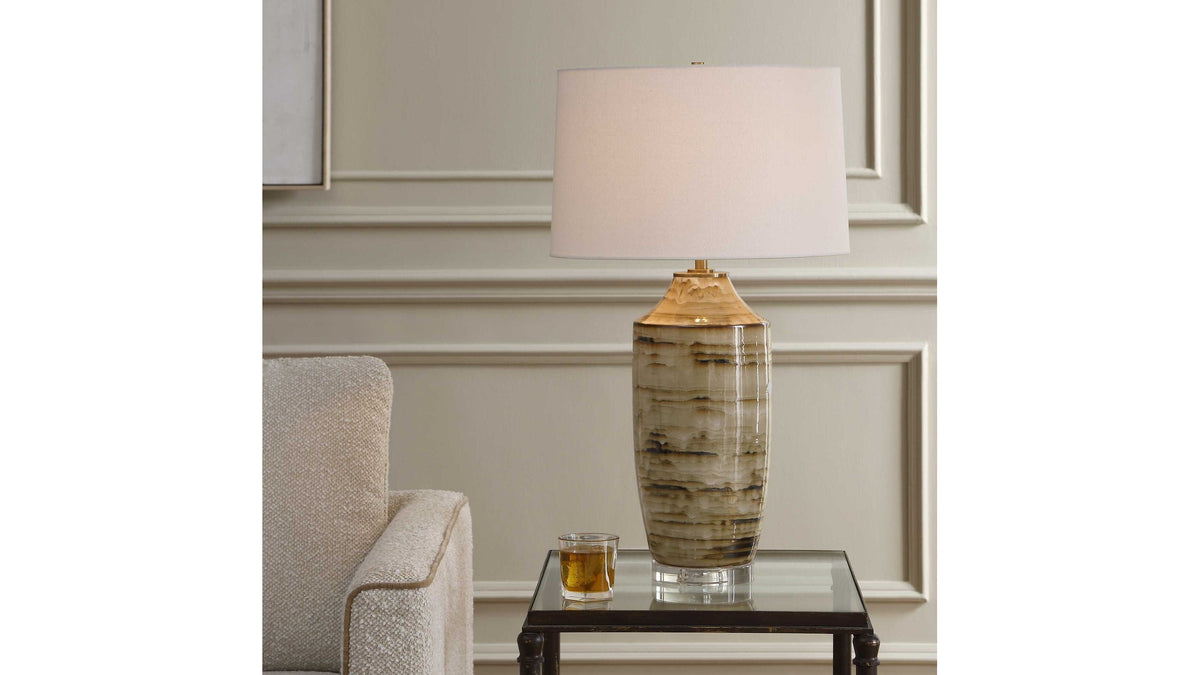Schneider - Glazed Table Lamp - Brown / Beige