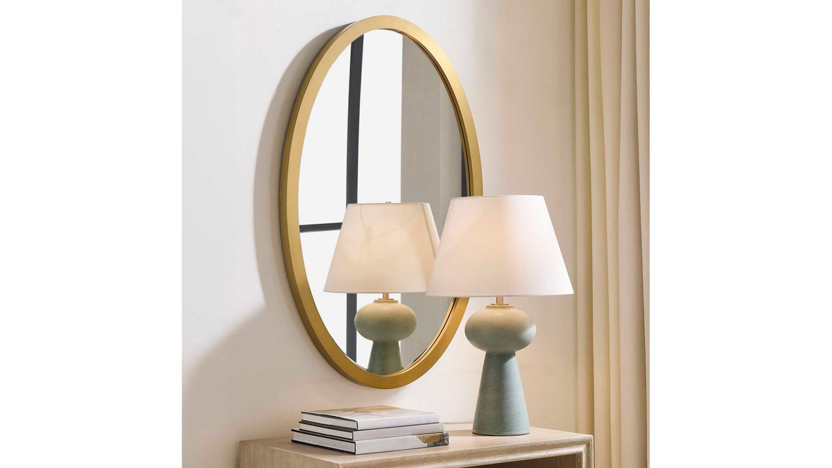 Elstree - Oval Mirror - Antique Brass