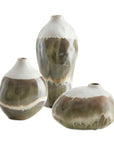 Earthflow - Glazed Outdoor Vases (Set of 3) - Brown / Green / White