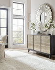 Commerce And Market - Shimmer 3-Door Credenza - Dark Gray / Pearl Silver