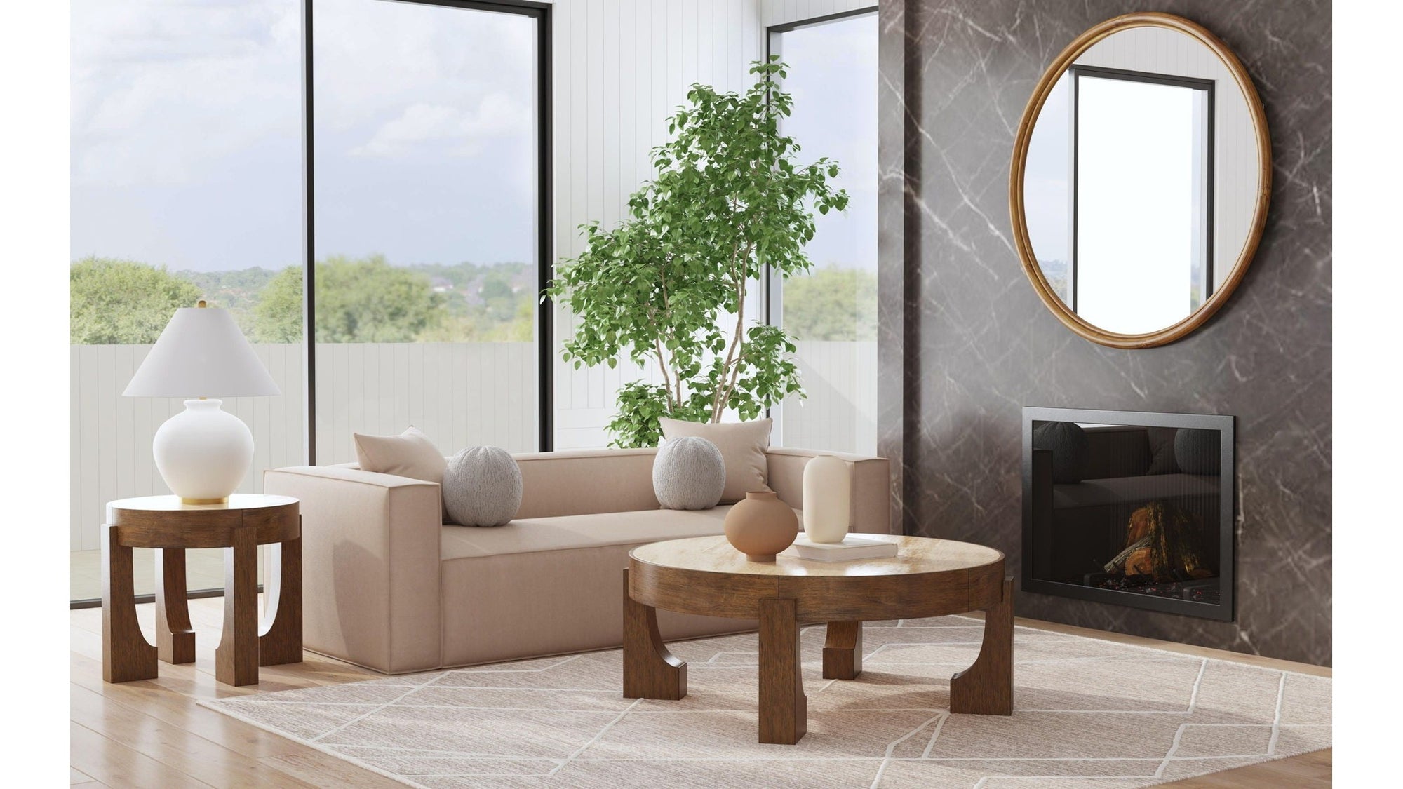 Canyon - End Table - Espresso / Travertine