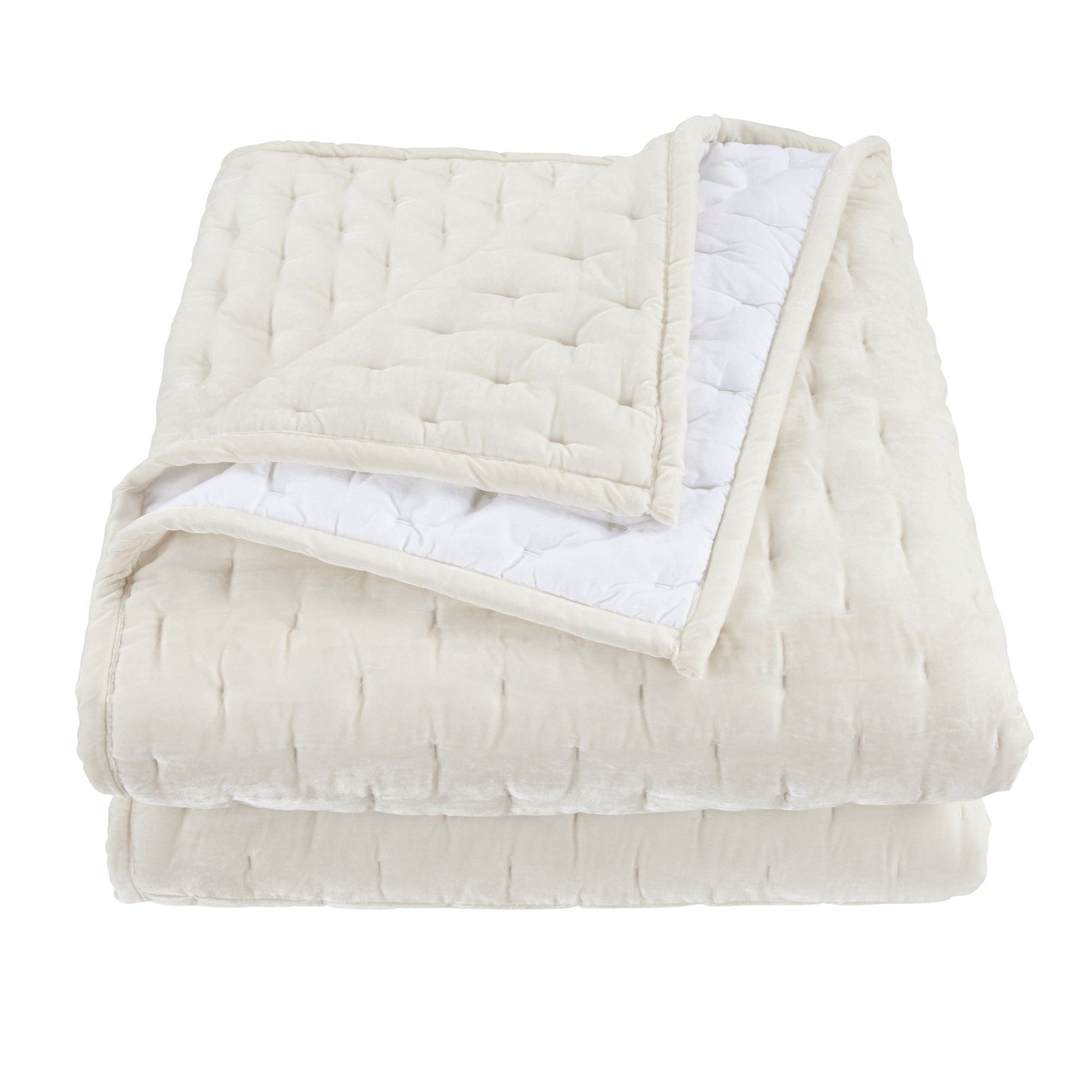 Stella - Full/Queen Faux Silk Velvet Pintuck Quilt - Stone
