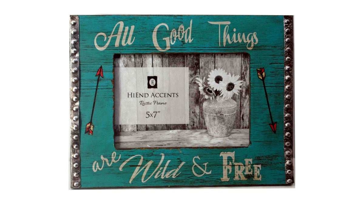 Picture Frame - 5" x 7" All Good Things Wooden Picture Frame 4 Per Carton - Turquoise