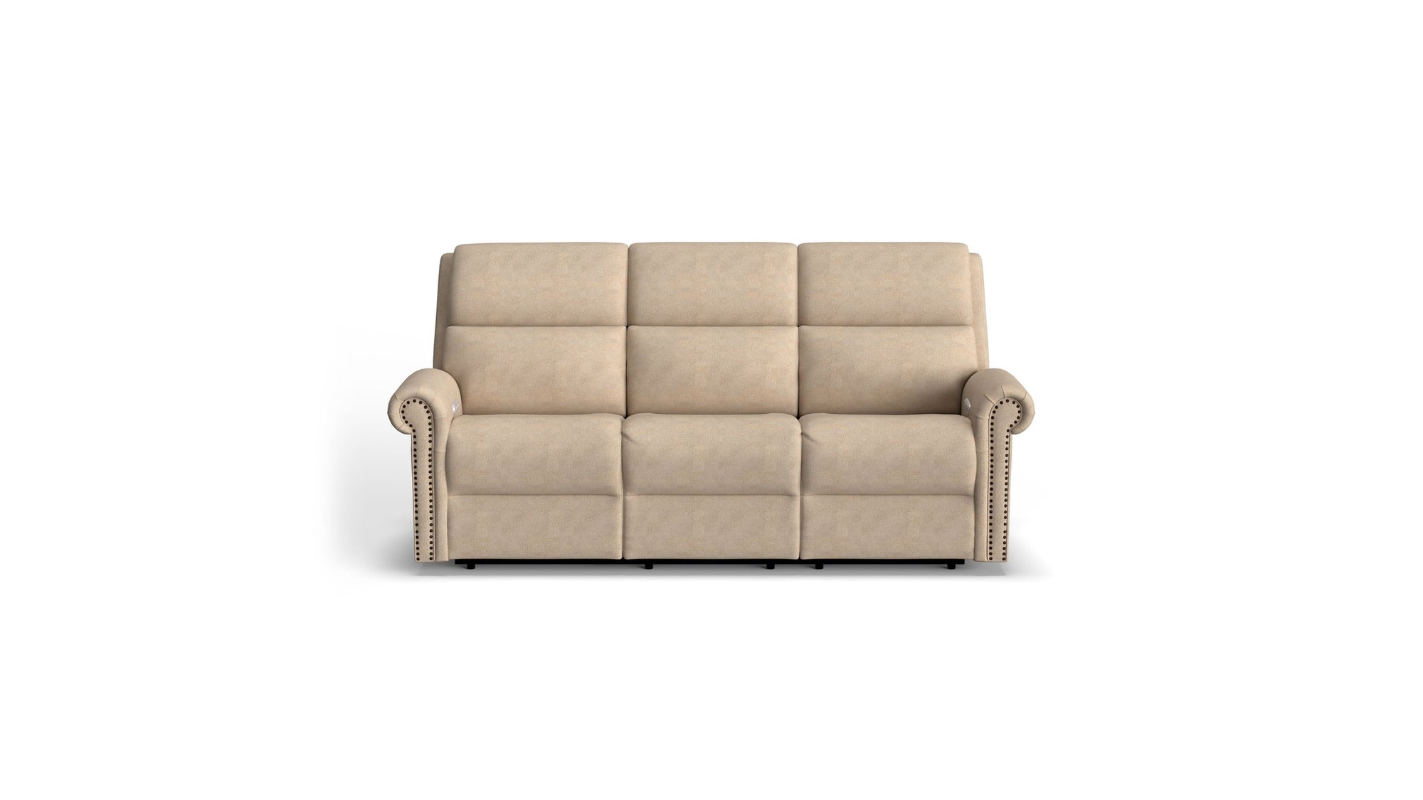 Bernard - Power Reclining Sofa With Console, Power Headrests & Lumbar, Nailhead Trim