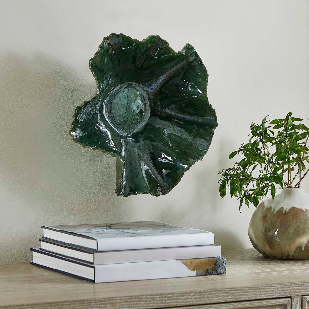 Verdant Bloom - Outdoor Bowl - Emerald Green