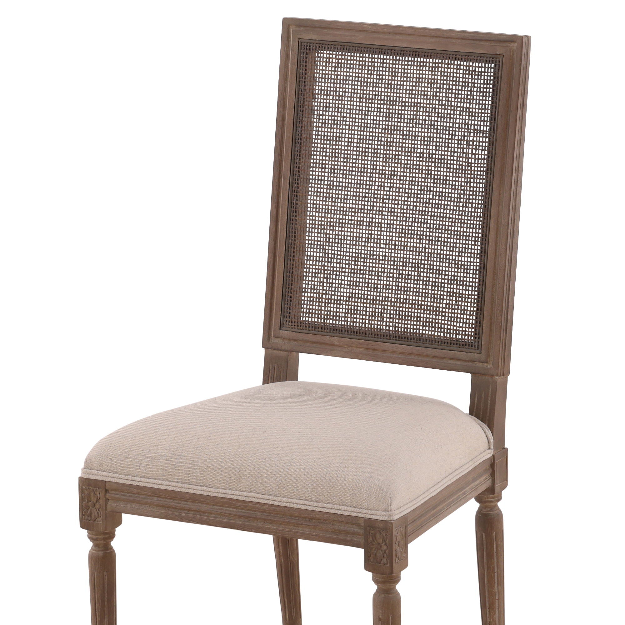 Linen &amp; Oak - Caned Back Side Chair - Dark Brown / Beige
