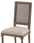 Linen & Oak - Caned Back Side Chair - Dark Brown / Beige