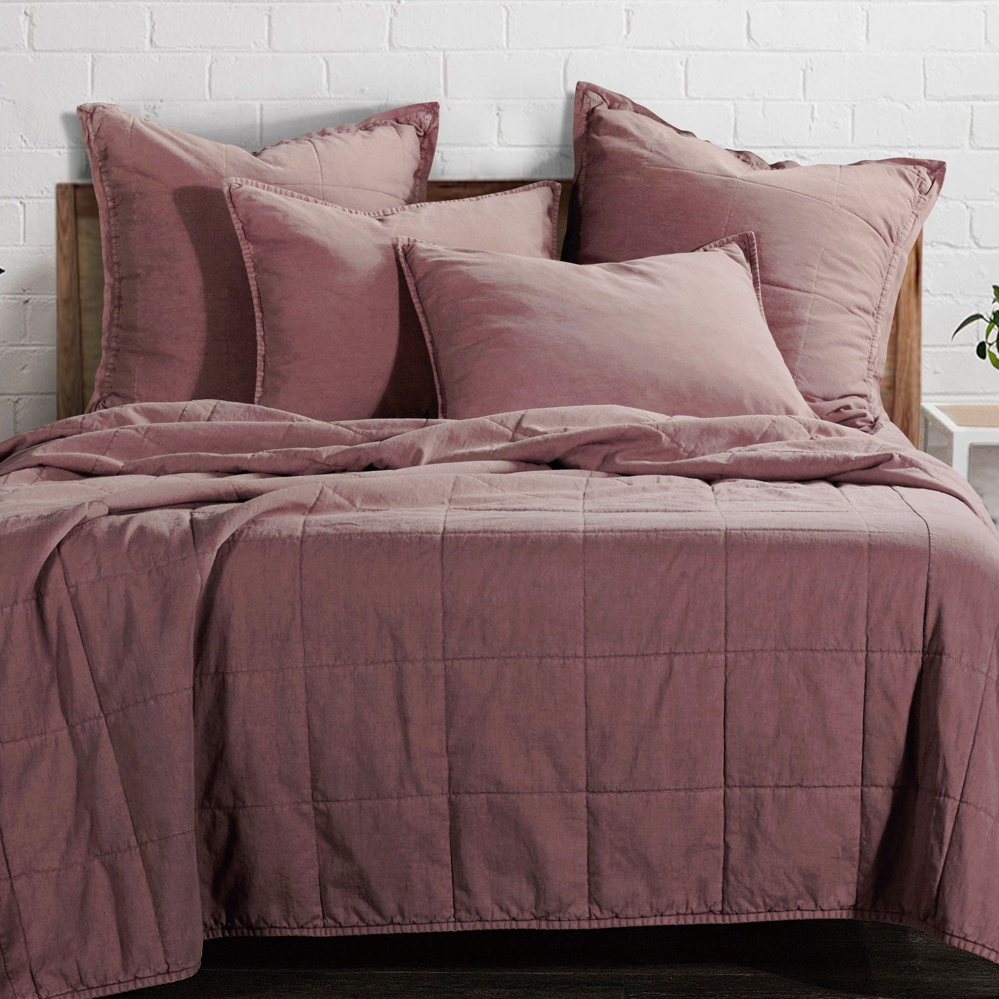 Cotton Canvas - King Stonewashed Coverlet Set (Set of 3) - Sarsaparilla