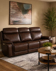 Walker - Power Reclining Sofa With Console, Power Headrest & Lumbar - Dark Brown