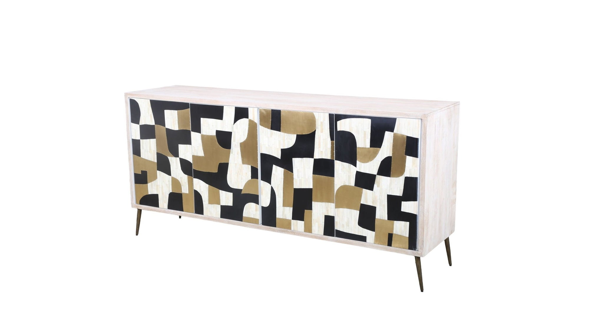 Xander - Server - White Wash Mango / Mosaic Ivory / Brass / Ebony