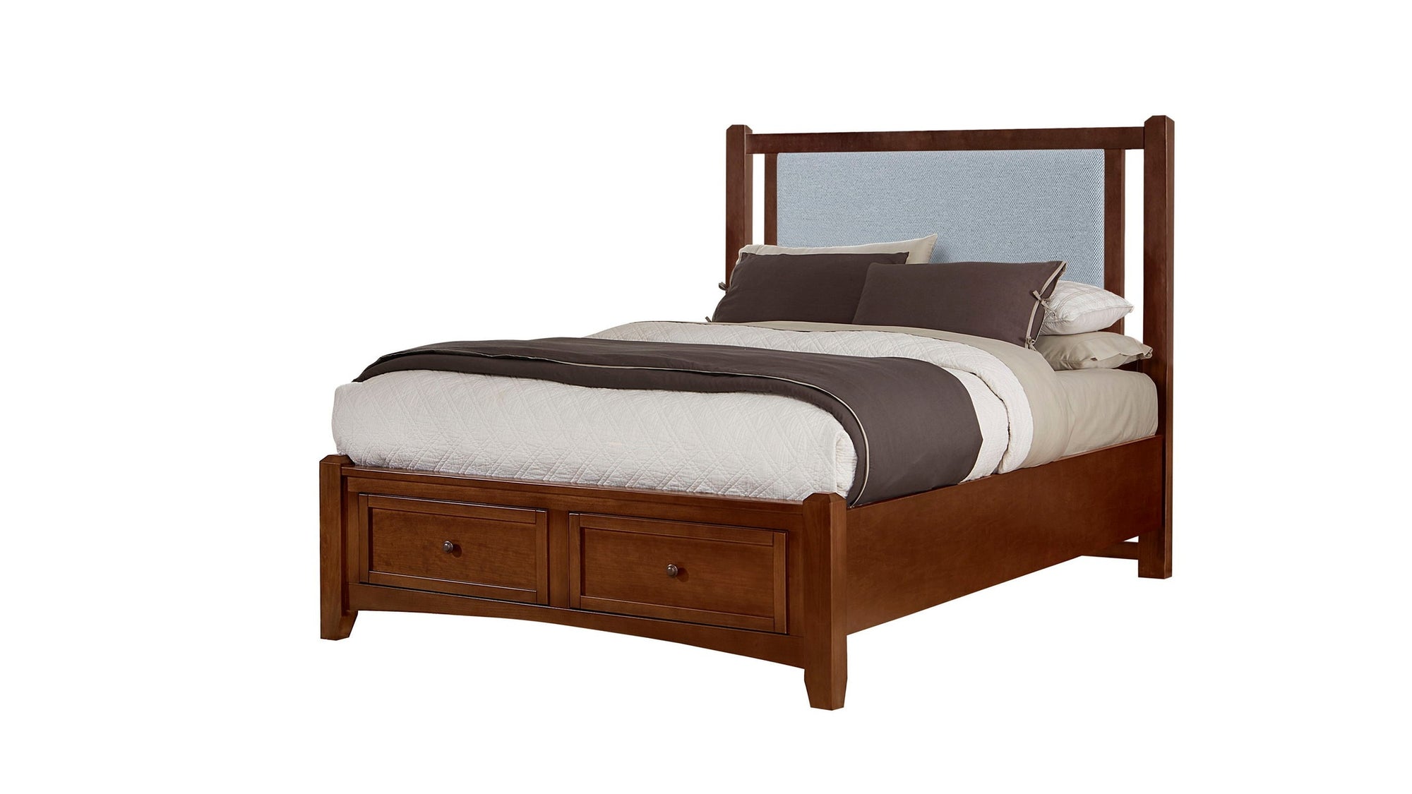 Bonanza - Ocean Blue Linen Upholstered Bed With Storage Footboard
