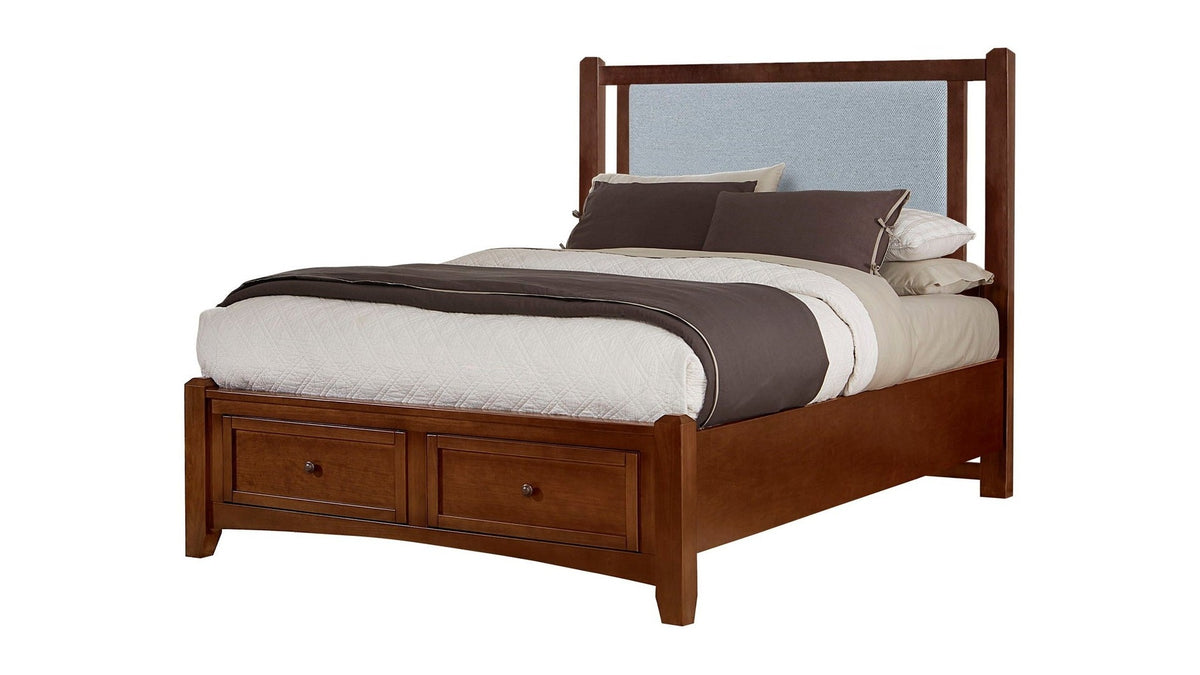Bonanza - Ocean Blue Linen Upholstered Bed With Storage Footboard