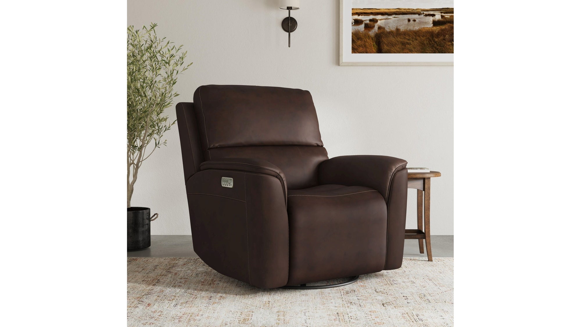 Henry - Power Swivel Gliding Recliner With Power Headrest, Lumbar, Heat & Massage