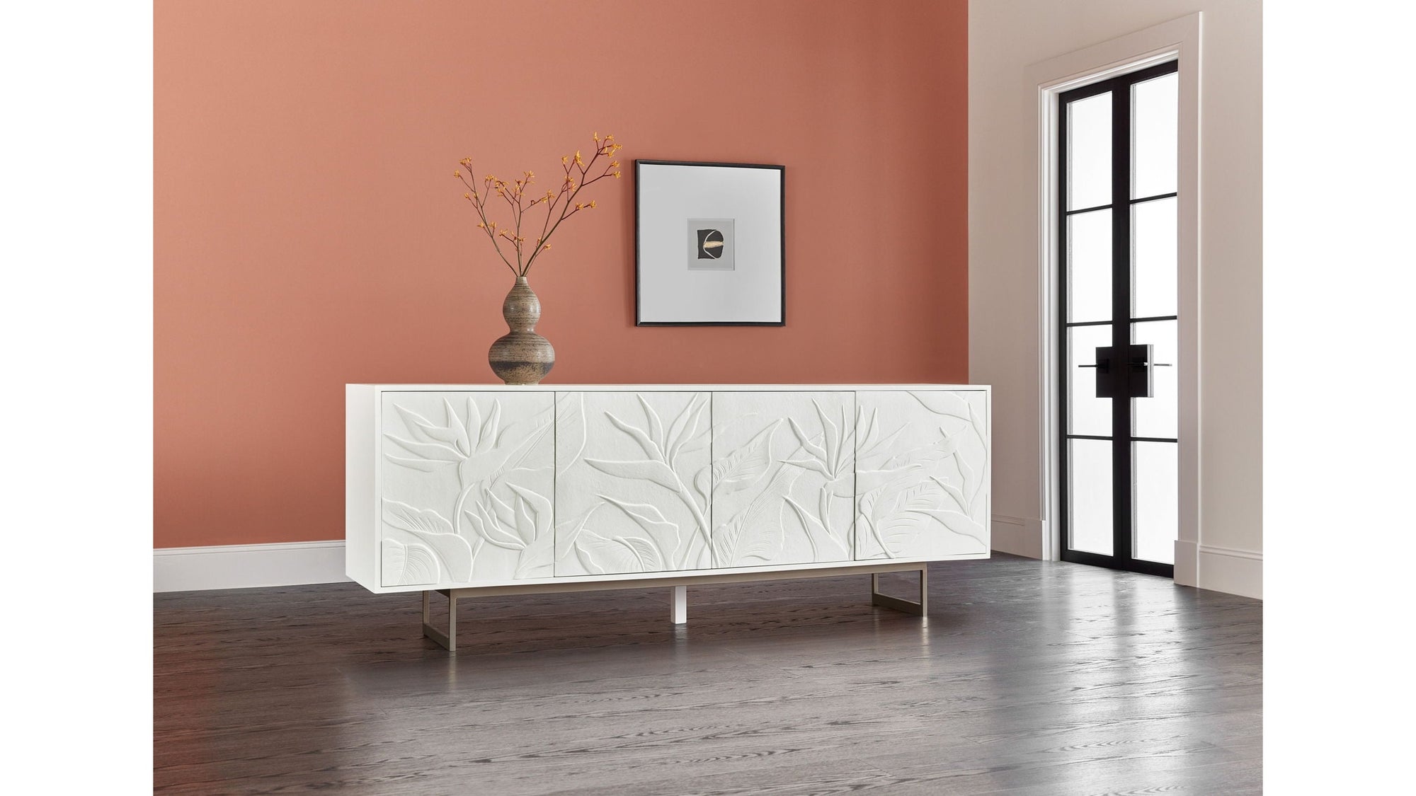 Melange - Passerine 4-Door Credenza - White