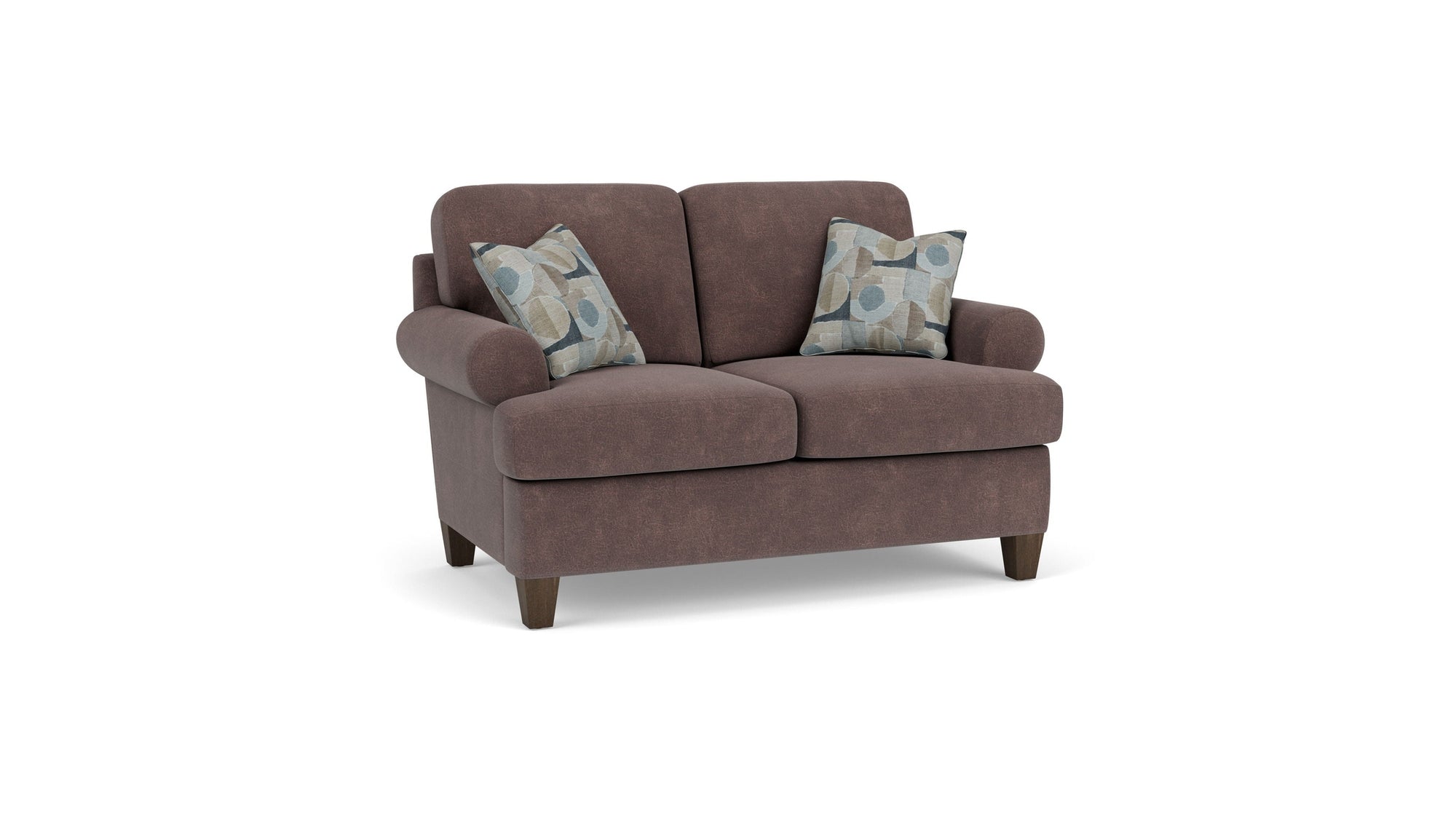 Moxy - Fabric Loveseat, T-Shaped Seat Cushion, Curved Sock Arms