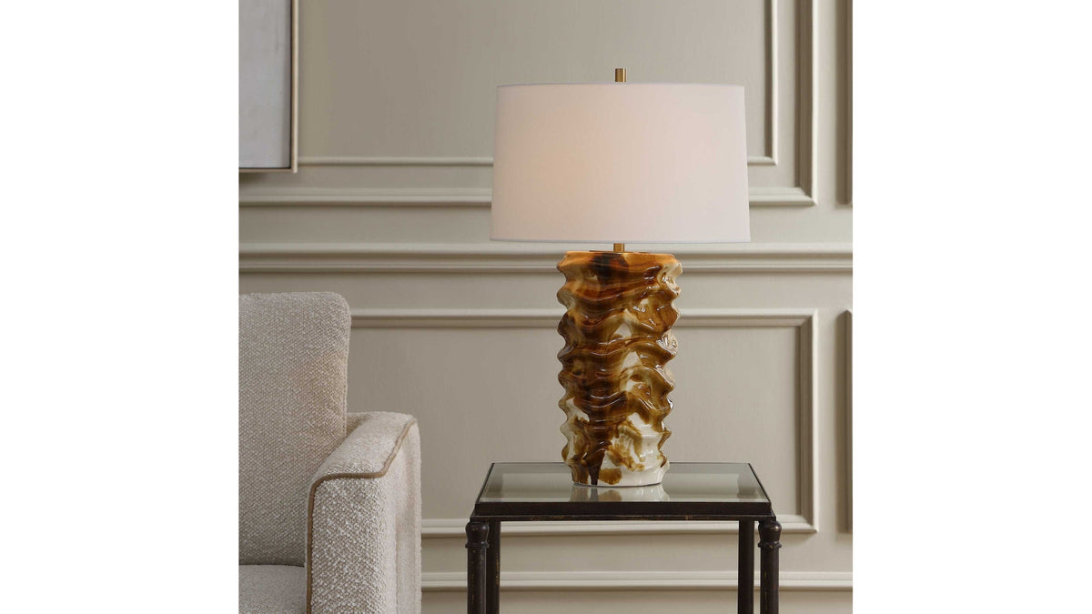 Bassa - Glazed Table Lamp - Brown / Cream