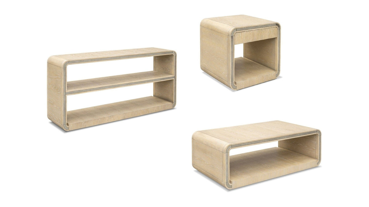Damone - End Table - Cerused White Oak