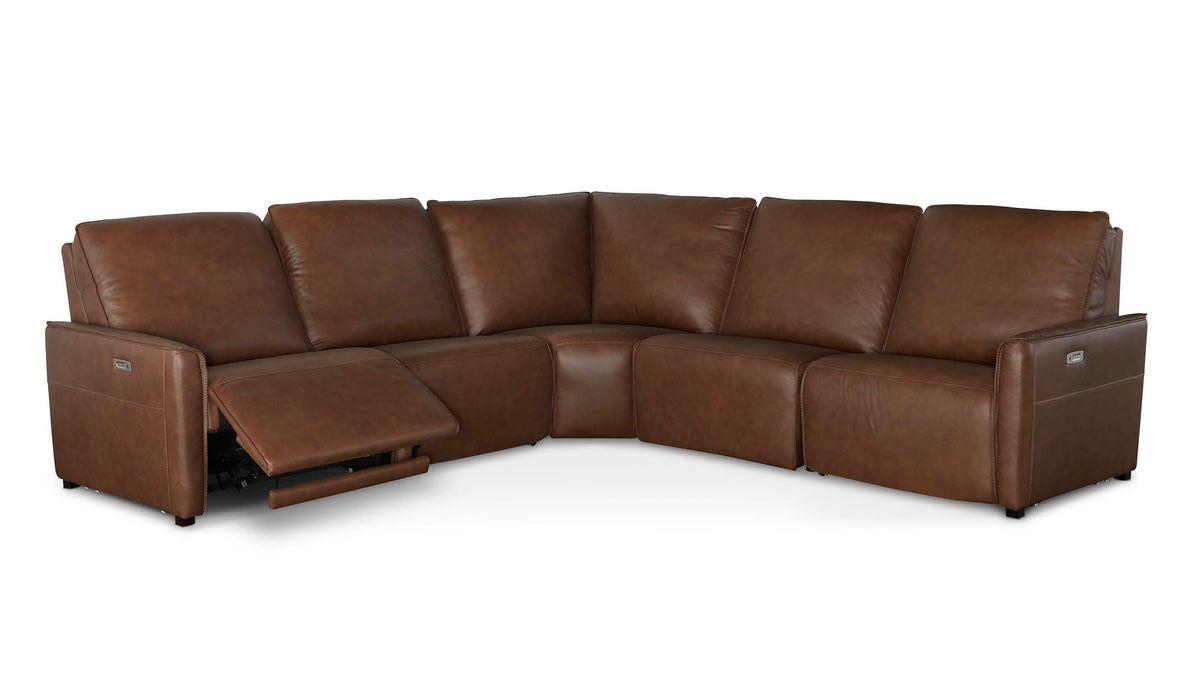 Everett Leather Modular Reclining Sectional