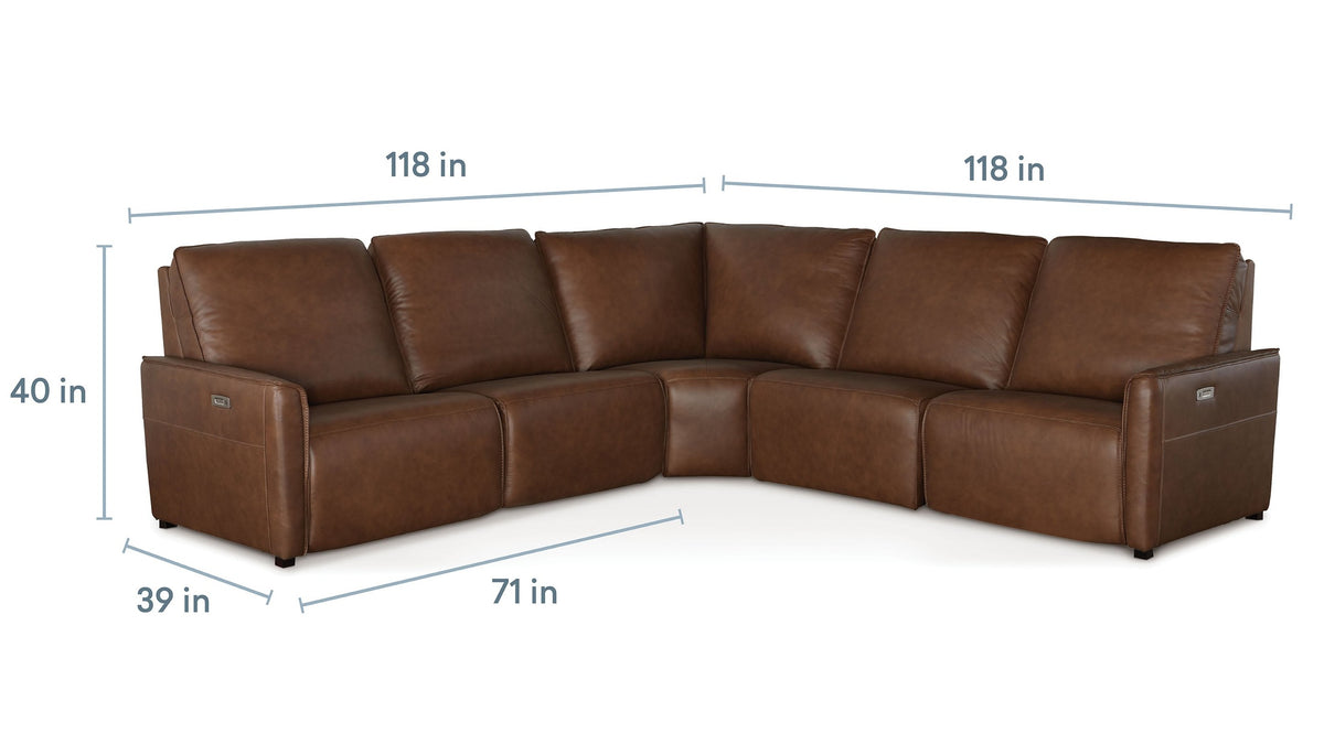 Everett Leather Modular Reclining Sectional